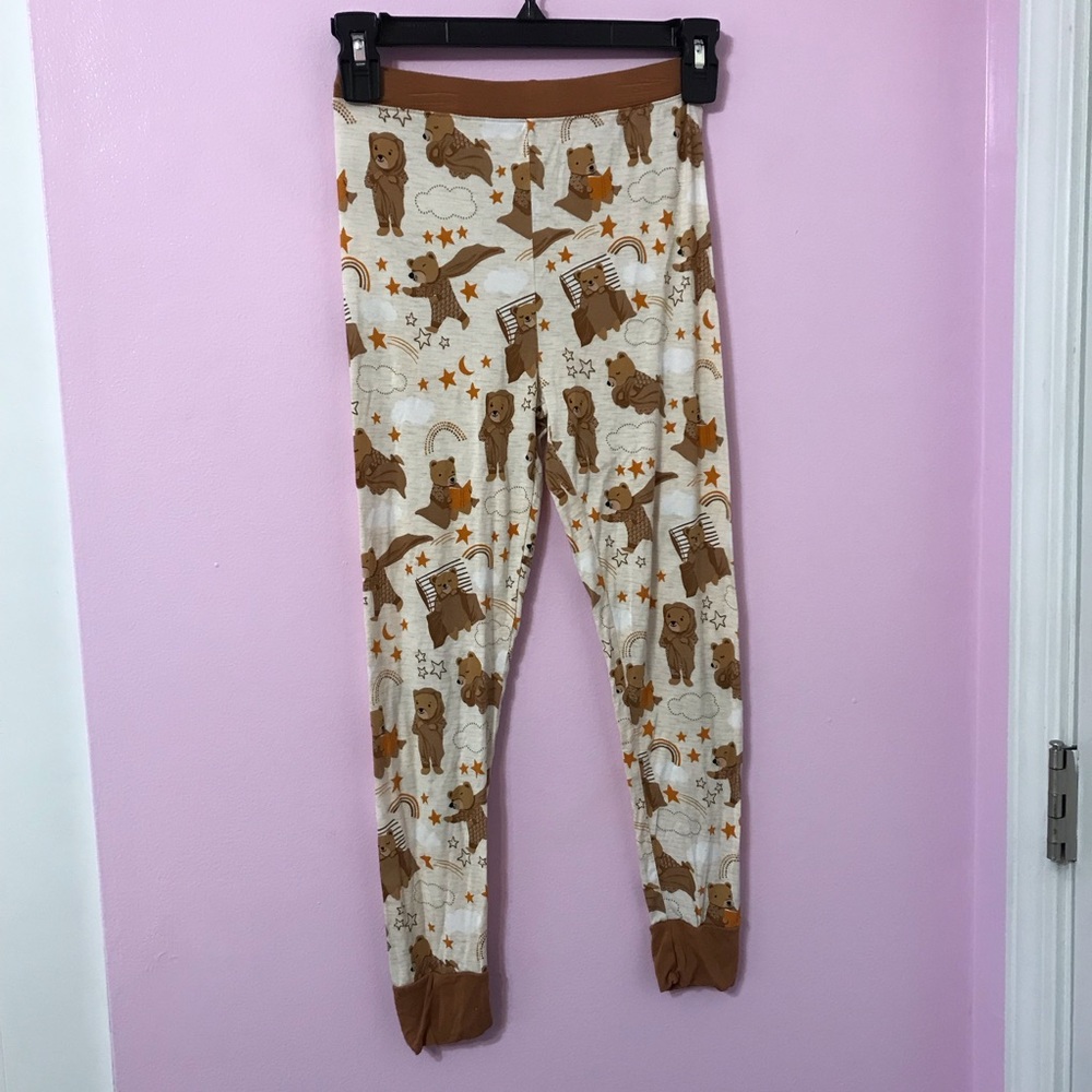 Little Sleepies Brown and White Bear Beary sleepy kids Pajama pants size 9/10